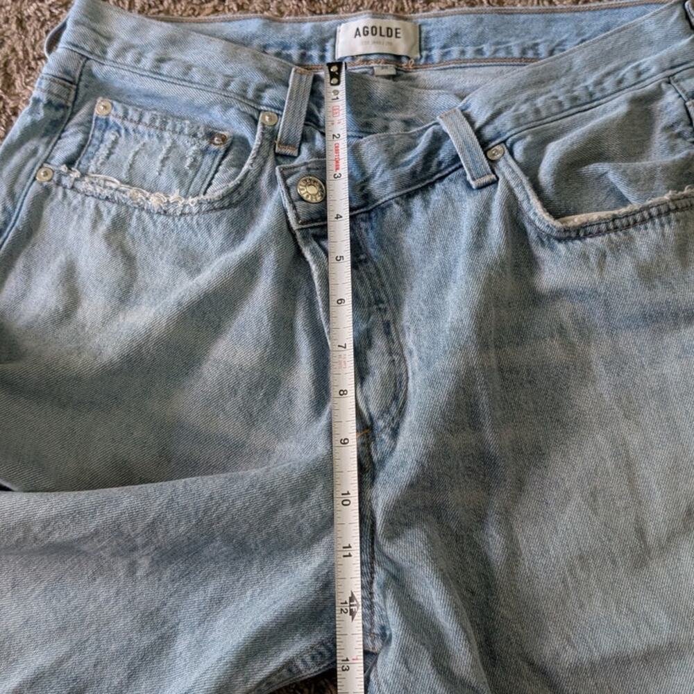 Agolde Light Blue Criss Cross Wired Cotton High-rise Straight Jeans, size 30 - Picture 8 of 10
